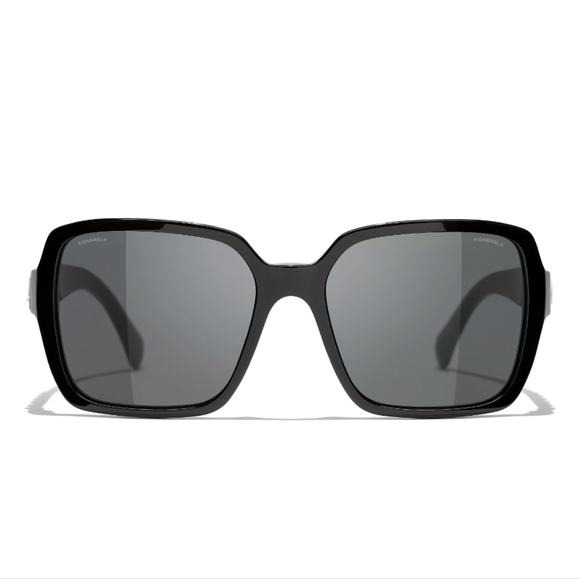 CHANEL SUNGLASSES WHITE LOGO BLACK FRAME CH5408-A C.1026/S4 56-17 - Picture 13 of 13